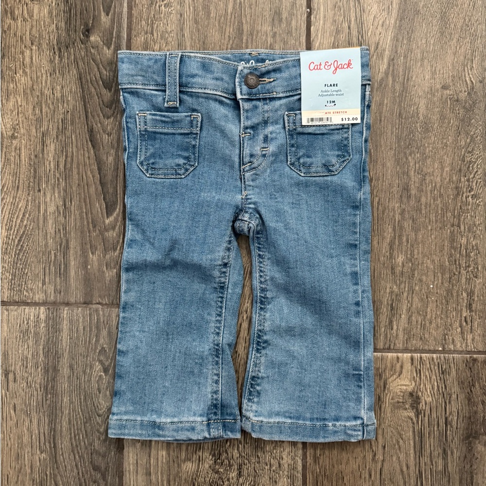 NWT Cat & Jack Kids Flare Jeans 12m 70% Cotton